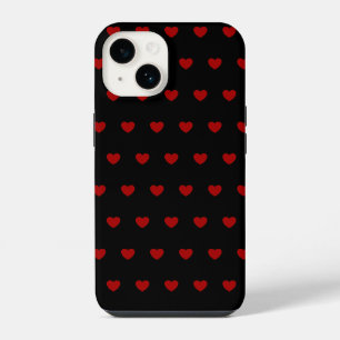 Black With Red Hearts Pattern - iPhone 14 Case