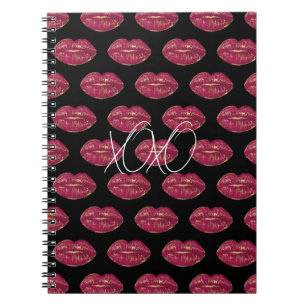 Black with Red Lips XOXO Notebook