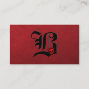 Black with Red Roses Initial B Goth Business Card