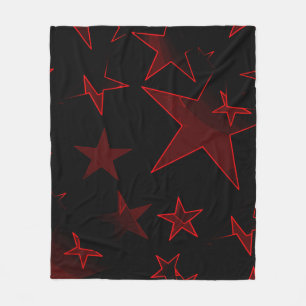 Black with Red Stars Fleece Blanket