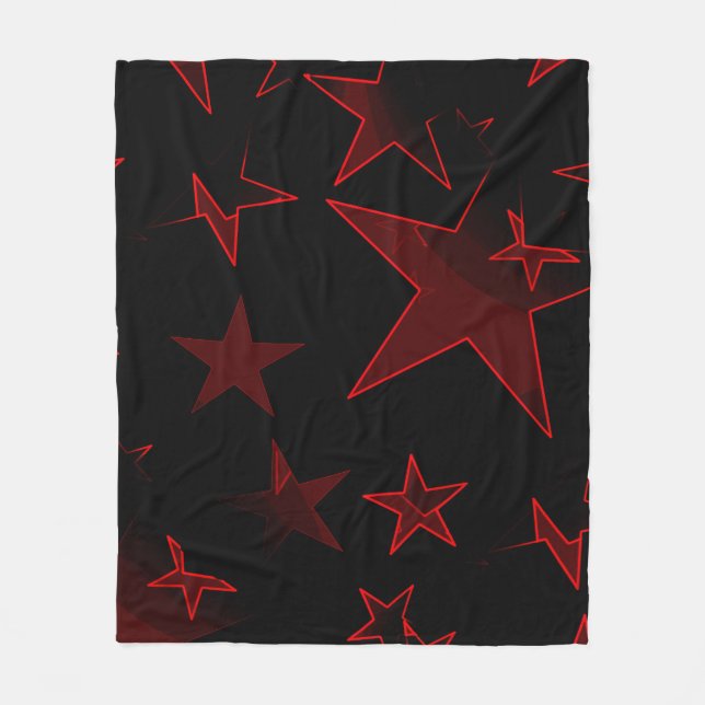 Black with Red Stars Fleece Blanket (Front)