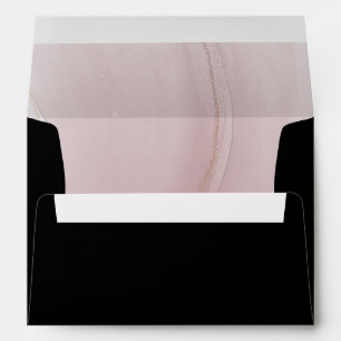 Black with Rose Gold Marble Texture Lined Envelope