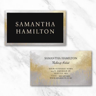 Black with Silver and Gold Border Business Card