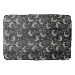 BLACK WITH SILVER MOONS BATH MAT