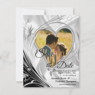 Black with Silver on Champagne Silk  Save the Date Announcement