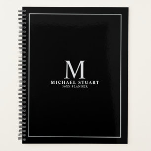 Black with Silver Personalised Monogram and Name Planner