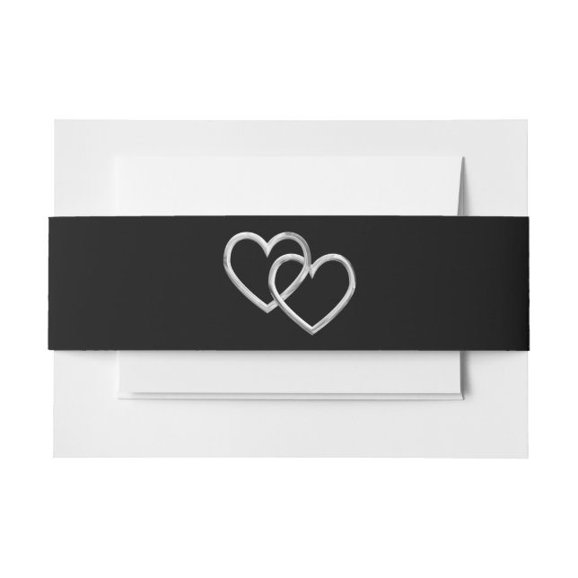 Black with Silver Rings Invitation Belly Band (Front Example)