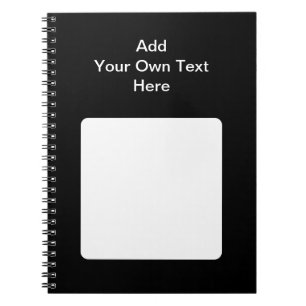 Black with White Area and Custom Text. Notebook