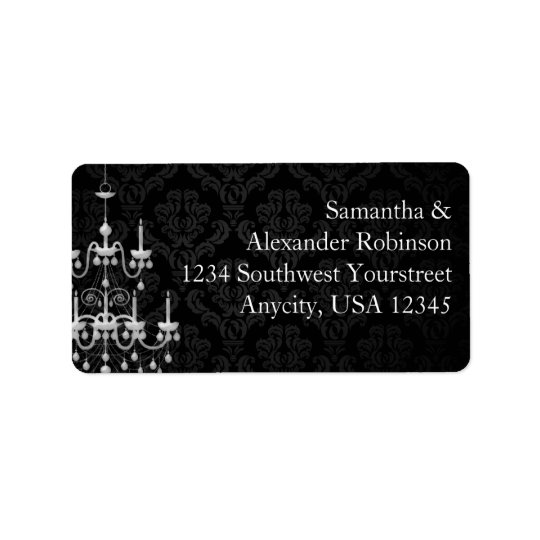 Black with White Chandelier Silhouette Address Label