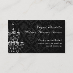 Black with White Chandelier Silhouette Business Card