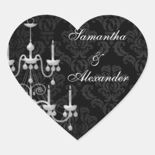 Black with White Chandelier Silhouette Heart Sticker