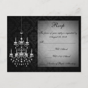 Black with White Chandelier Silhouette Invitation Postcard