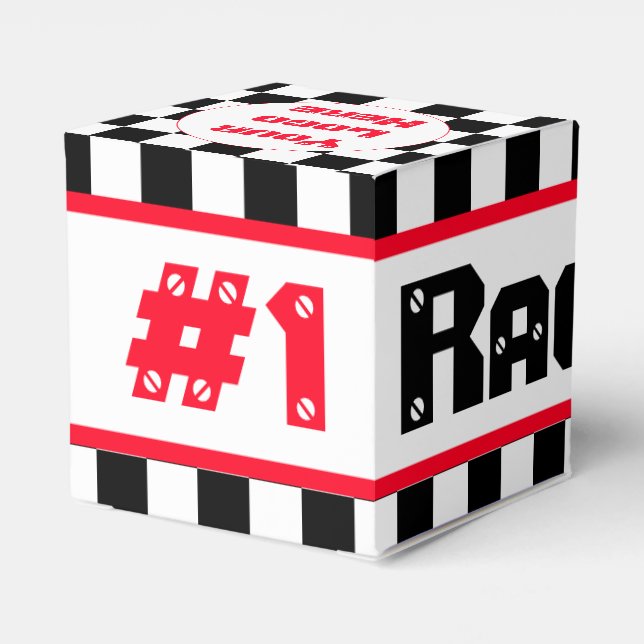 Black With White Check Favour Box (Back Side)