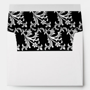 Black with White Damask Envelopes