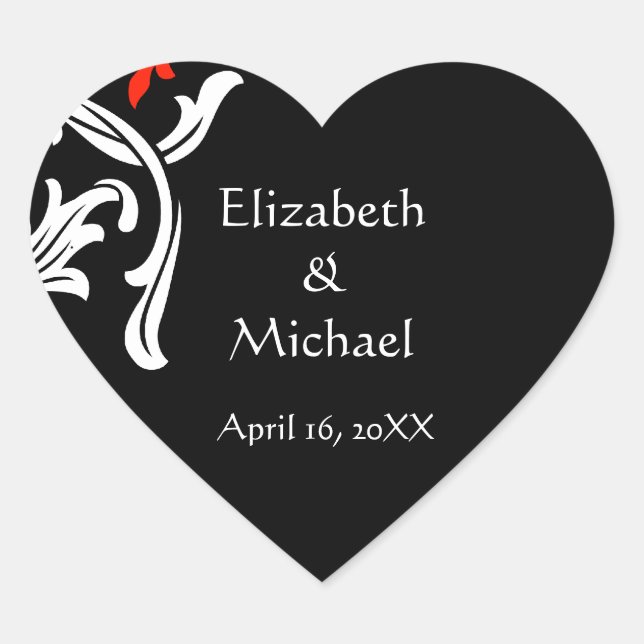 Black with White Damask Wedding Envelope Seals (Front)