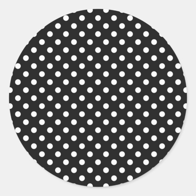 Black with white dots classic round sticker (Front)