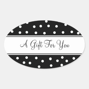 Black With White Dots Oval Sticker