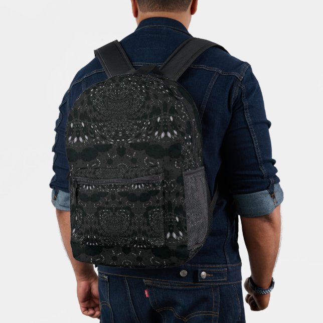Black With White Dots Printed Backpack (Insitu (Model))