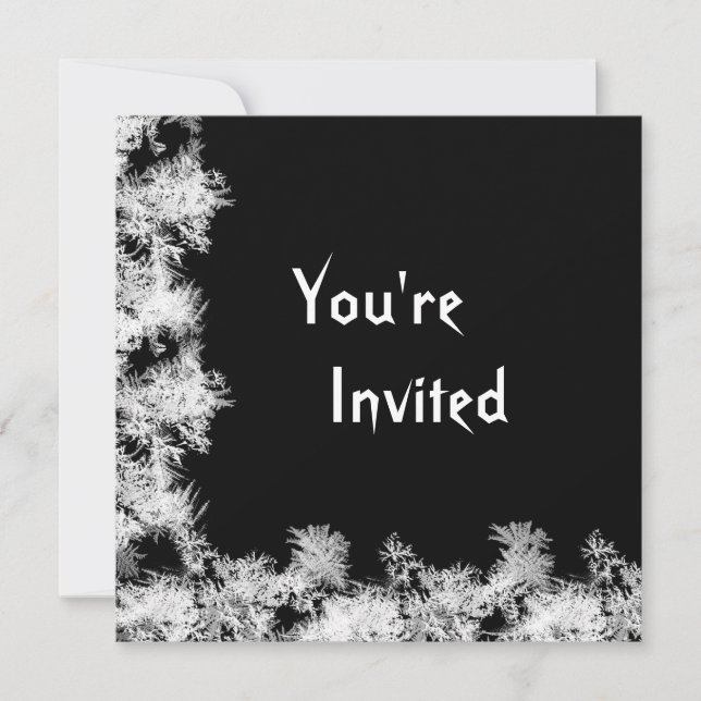 Black with White Frosted Edges Invitation (Front)