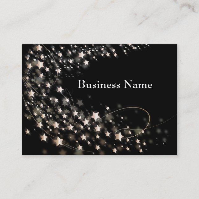 Black With White/Gold Stars Business Cards (Front)