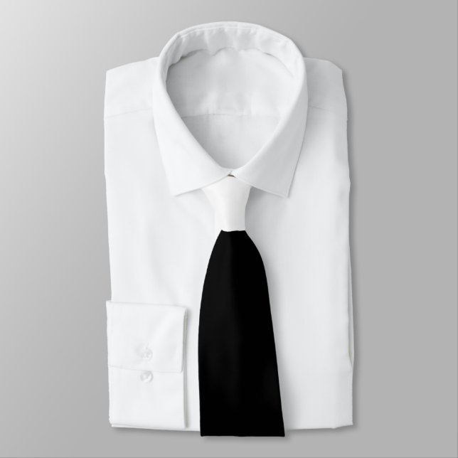 Black with White Knot Contrast Tie (Tied)