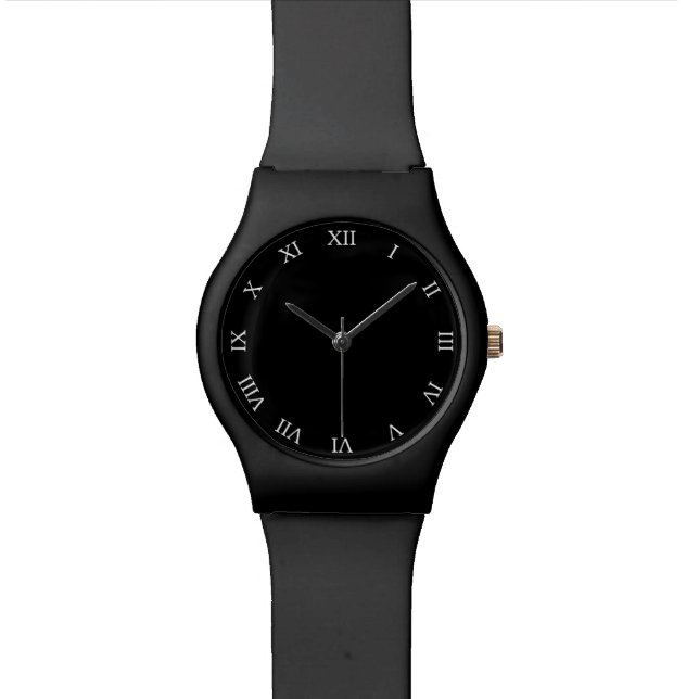 Black with White Numbers Watch (Close Up)