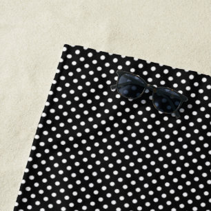Black with white polka dots beach towel