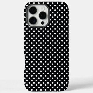 Black with white polka dots iPhone 16 pro max case