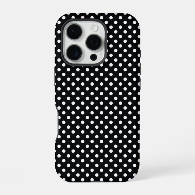 Black with white polka dots iPhone case (Back)