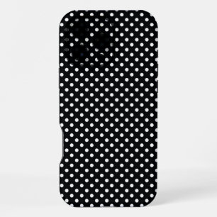 Black with white polka dots iPhone 16 pro max case