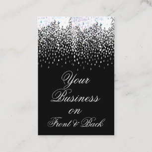 Black with White Rain Drops on Vertical Template Business Card