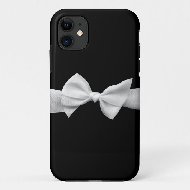 Black with white ribbon bow iphone case (graphic) (Back)