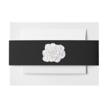 Black with White Rose Invitation Belly Band