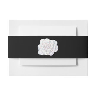 Black with White Rose Invitation Belly Band