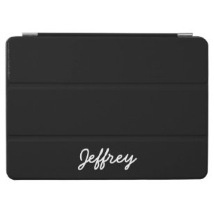 Black with White Script Name, Personalised iPad Air Cover