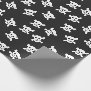 Black with White Skull and Crossbones Wrapping Paper