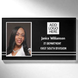 Black with White Stripes Name and Photo Tag