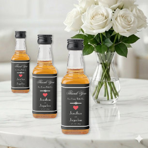 Black with White Wedding Classic 'Thank You' Mini Liquor Bottle Label