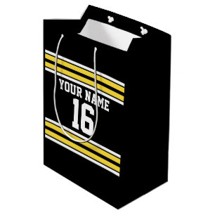 Black with Yellow White Stripes Team Jersey Medium Gift Bag