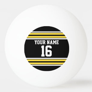 Black with Yellow White Stripes Team Jersey Ping Pong Ball