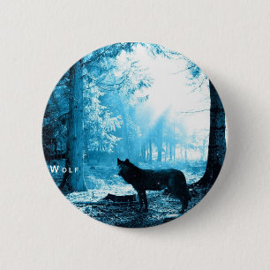 Black Wolf Alone in the Forest 6 Cm Round Badge