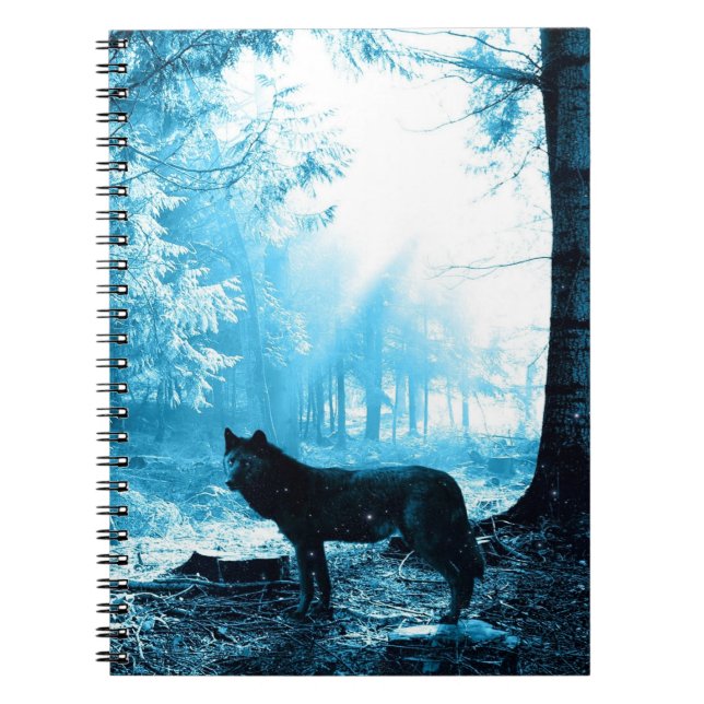 Black Wolf Alone in the Forest Notebook (Front)
