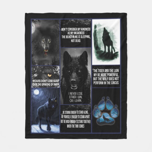 Black Wolf Blanket, Animal Love Gift Blanket (Front)