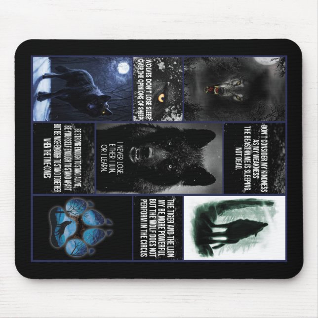 Black Wolf Blanket, Animal Love Gift Blanket Mouse Mat (Front)
