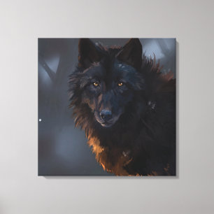Black wolf canvas print