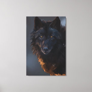 Black wolf canvas print
