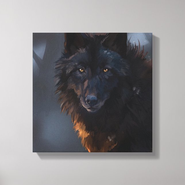 Black wolf canvas print (Front)