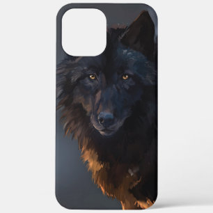 Black wolf iPhone 12 pro max case