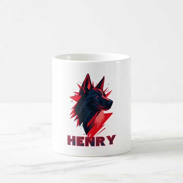 Black Wolf Dog Coffee Mug (Center)