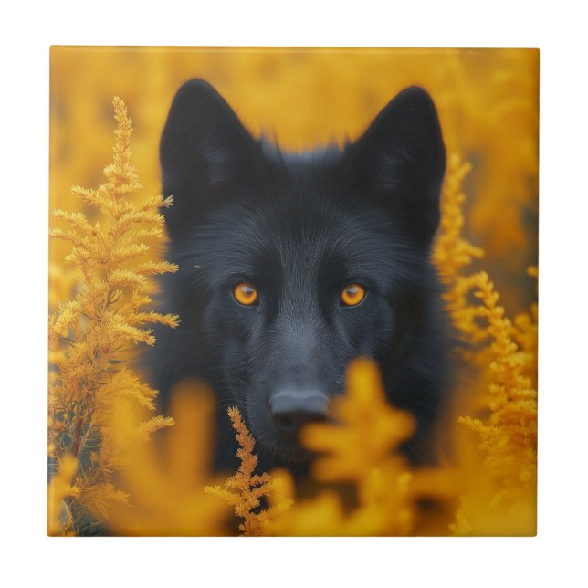 Black Wolf Dog German Shepherd  Tile (Front)